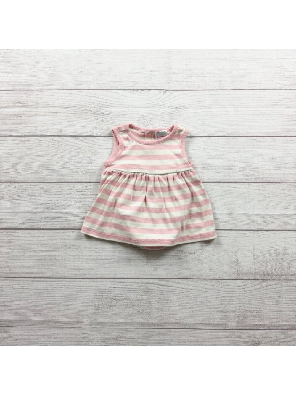 Hanna Andersson Baby Girl Pink Striped Sleeveless Bodysuit Dress 0-3 Months